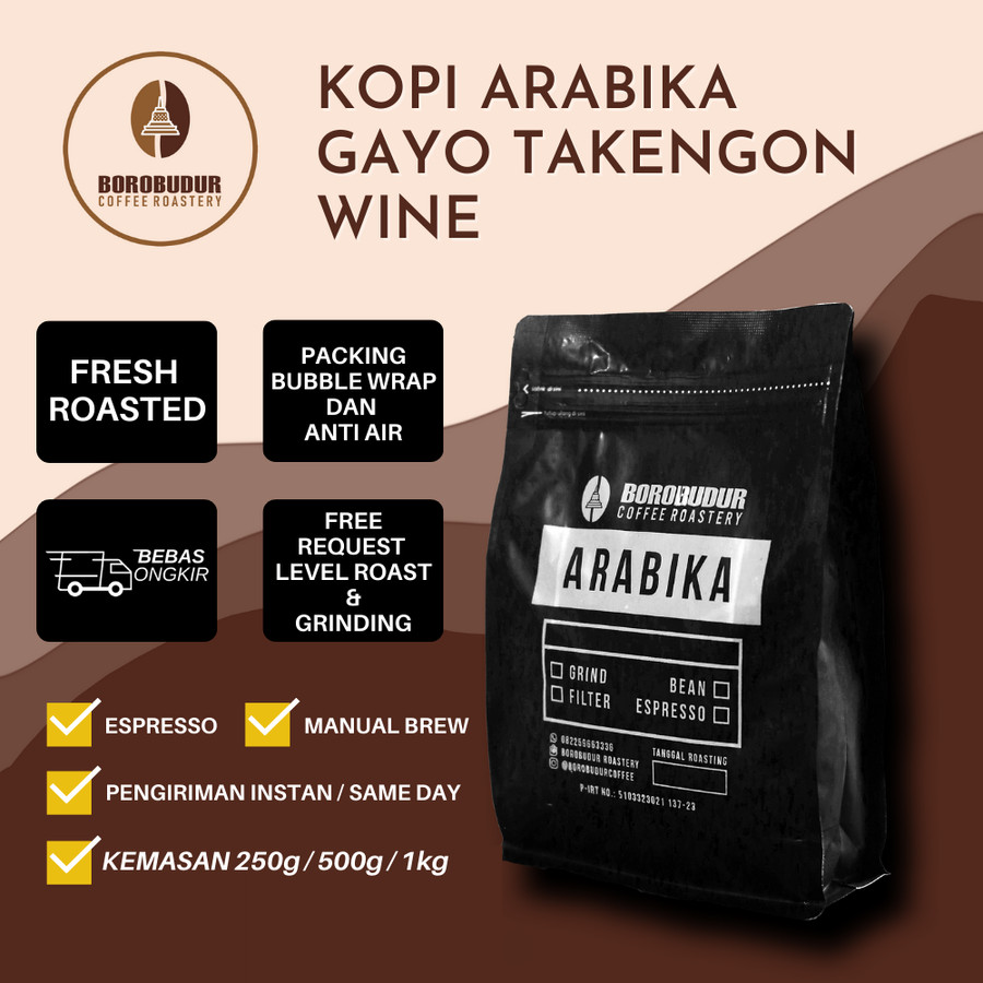 KOPI ARABICA GAYO WINE ROASTBEAN BIJI KOPI DAN BUBUK